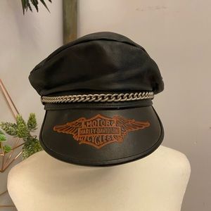 Vintage Leather Harley Davidson Hat
